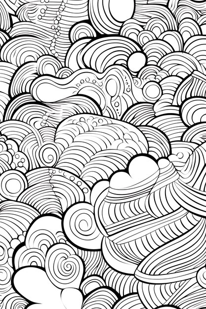 Premium AI Image | doodle pattern background black and white line drawing