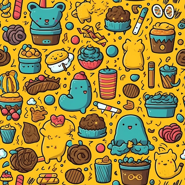 Doodle pattern of sweets and candy