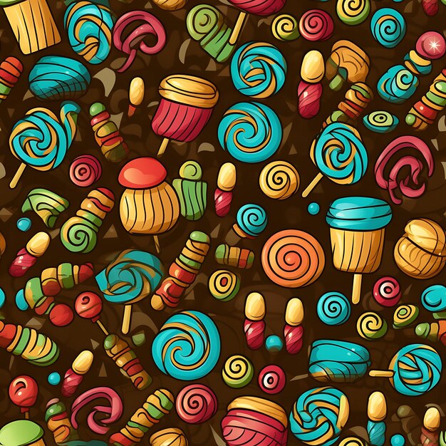 Doodle pattern of sweets and candy