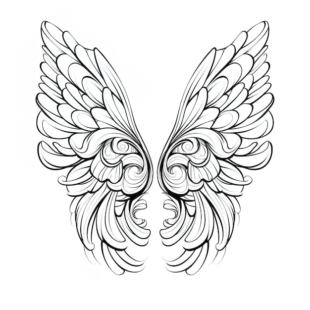 Photo doodle sketch style of abstract wings cartoon hand drawn illustration for concept design