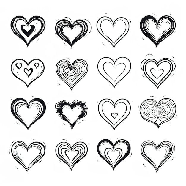 Photo doodle sketch style of hearts icon vector illustration for concept design