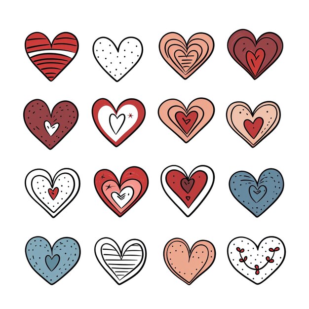 Doodle sketch style of hearts icon vector illustration for concept design