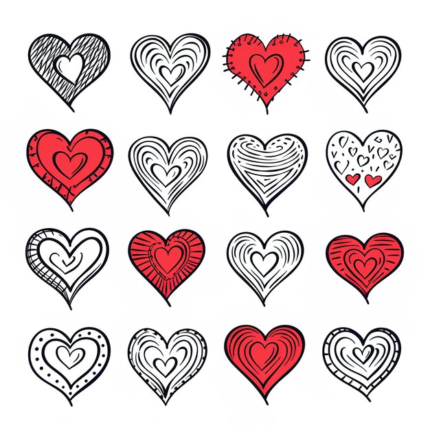 Photo doodle sketch style of hearts icon vector illustration for concept design