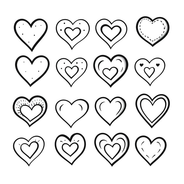 Doodle sketch style of hearts icon vector illustration for concept design