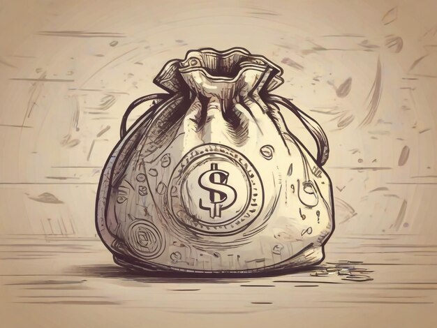 Photo doodle sketch style of money bag vector illustration for concept design