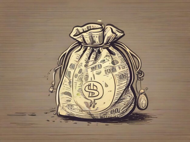 Photo doodle sketch style of money bag vector illustration for concept design