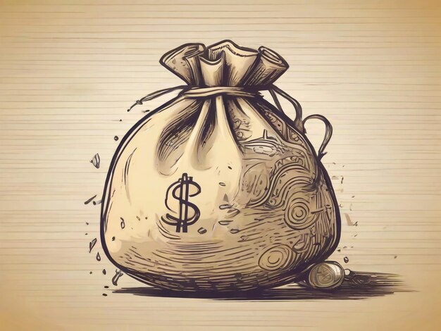 Photo doodle sketch style of money bag vector illustration for concept design