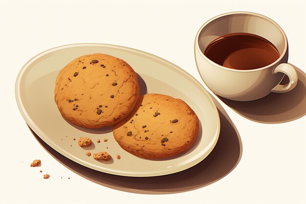 Photo doodle style coffee and cookies ar c