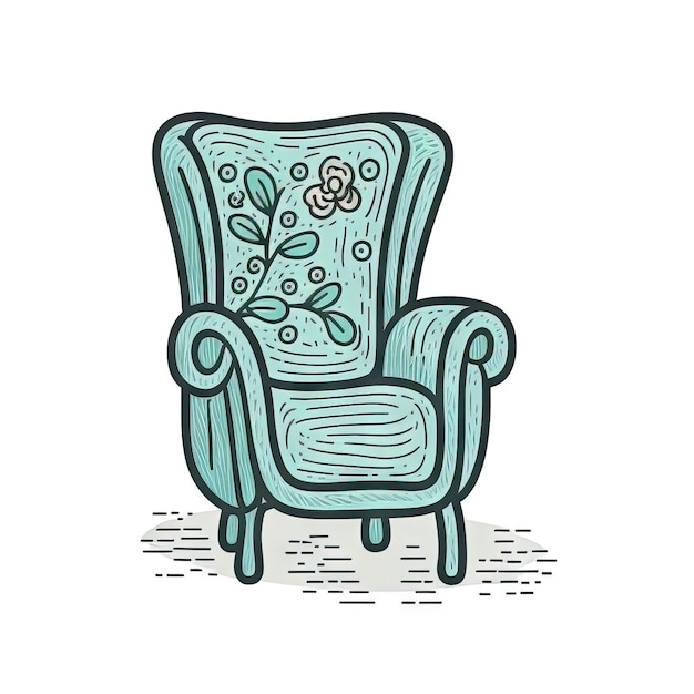 Photo doodle style simple colored hygge chair doodle element