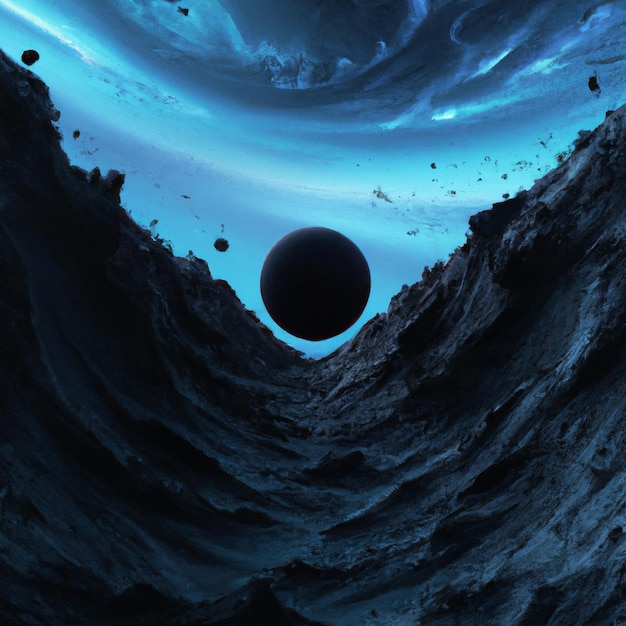 A doomsday artwork with a black planet, concept art background