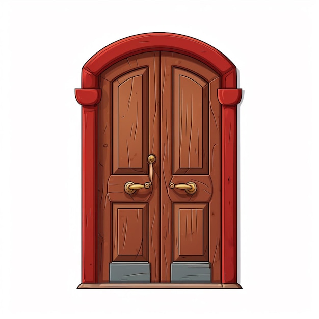 Door 2d cartoon vector illustration on white background