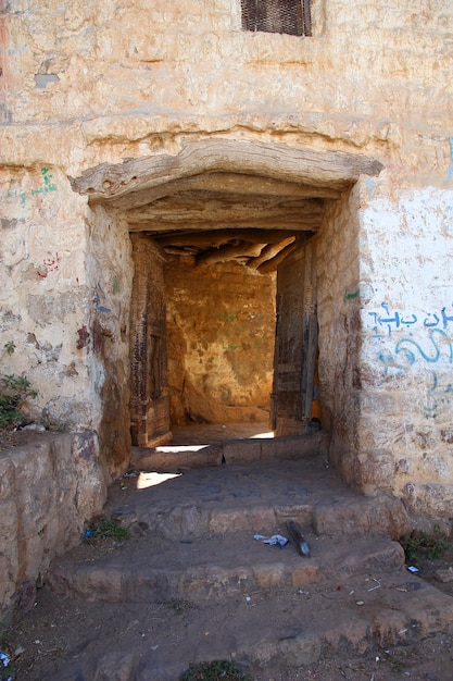 The door in AlMahwit village in mountains Yemen