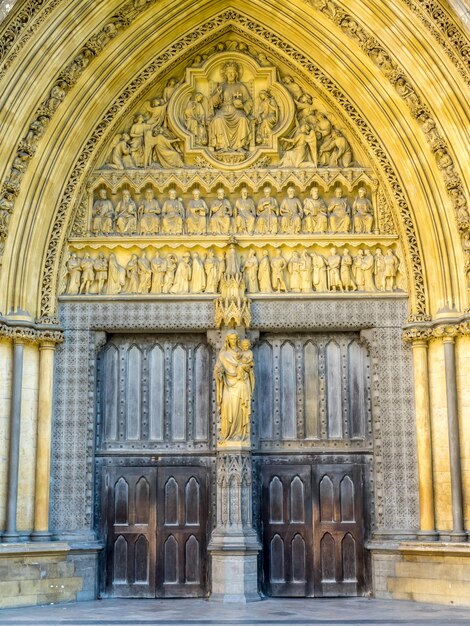 Door arch of Westminster Abbey in London