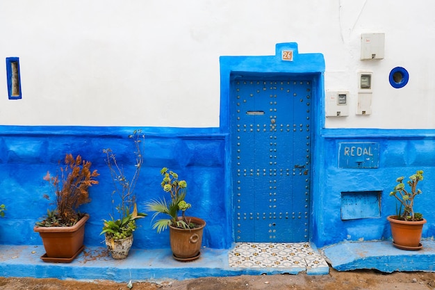 Door of a building in Kasbah of the Udayas in Rabat Morocco