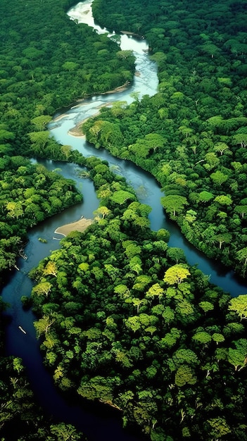 Door de jungle stroomt een rivier.