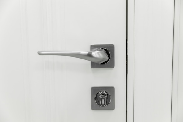 Door handle on a white door door element