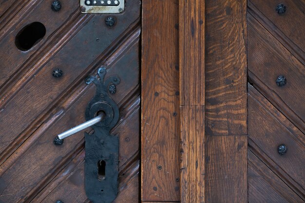 Door handle with a combination lock. Closeup shot