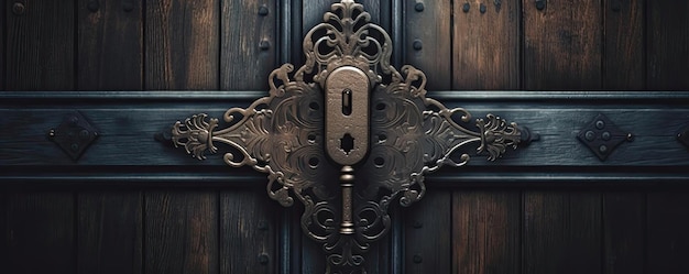 the door handle on a wooden in the style of realism with fantasy elements