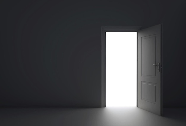 Door of hope with copy space 3d render
