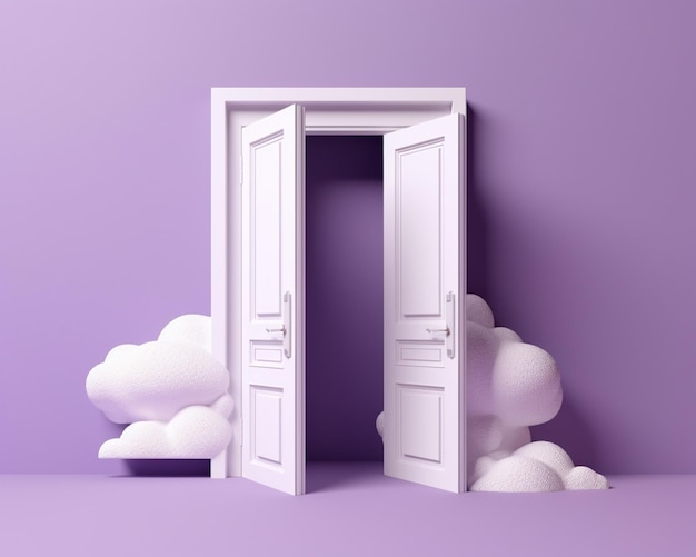 A door is open to a cloud that says'i love you '