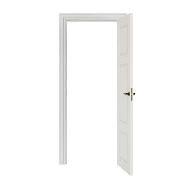 Door isolated on white background. 3D rendering.