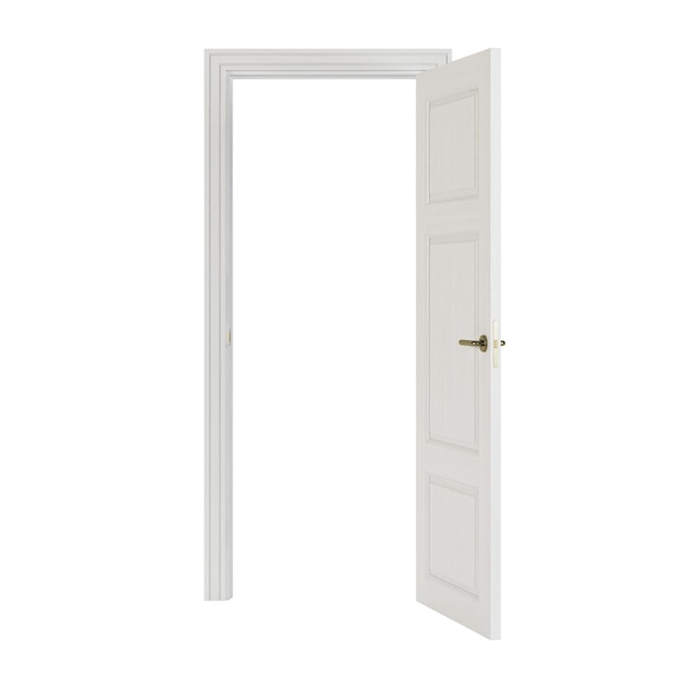 Door isolated on white background. 3D rendering.