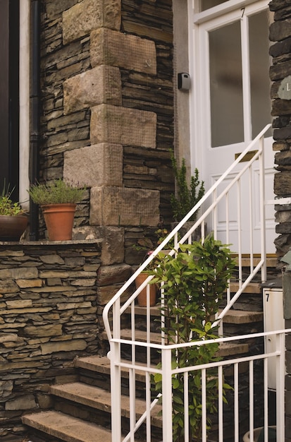 Door and potted plants at the entrance Facade of a house