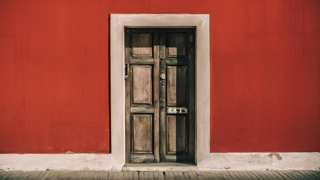 Door on red wall