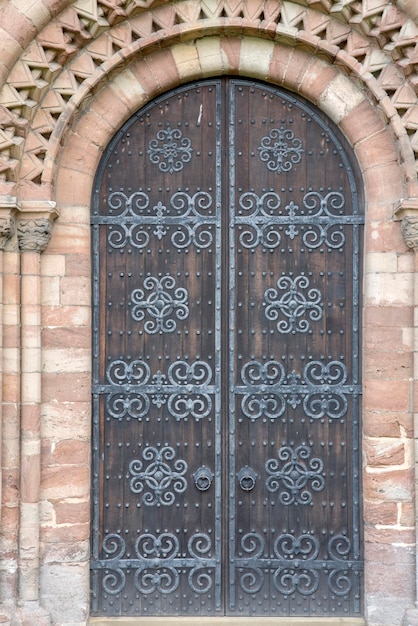 Door of St Michaels Church, Ledbury, England, UK