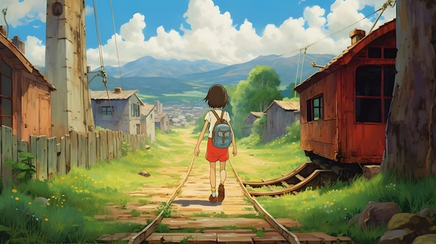 Door Studio Ghibli geïnspireerd kunstwerk met een meisje