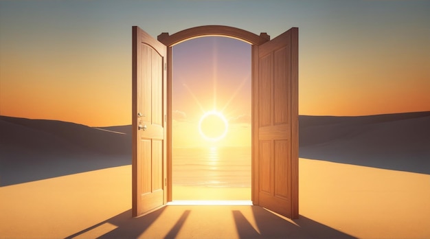 太陽に向かって開いているドア - ジェネレーティブ・AI