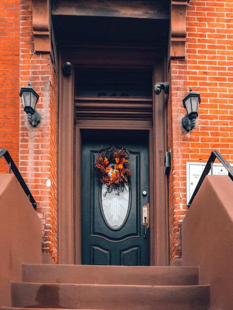 Photo door with autumnal decoration