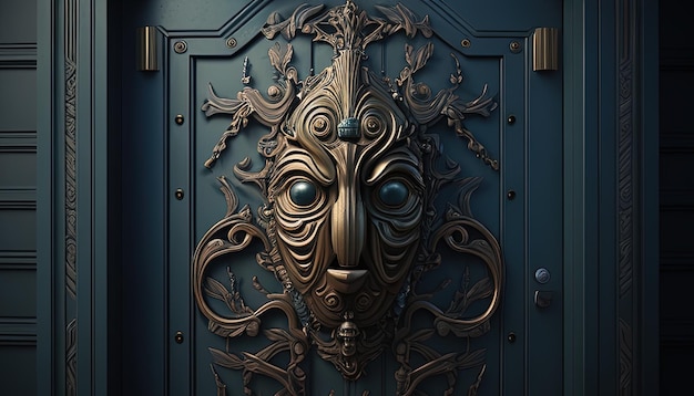 Door with face digital art illustration Generative AI