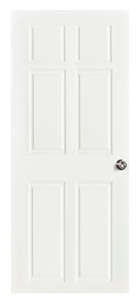 Door with handle against white background