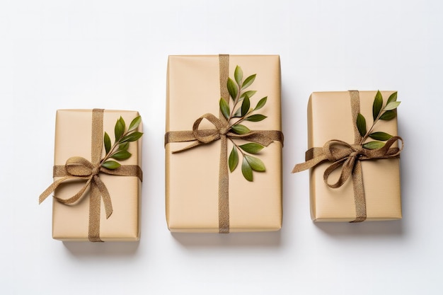 Doordachte kerstcadeaus in minimalistische stijl voor oudere familieleden geïsoleerd op een witte achtergrond