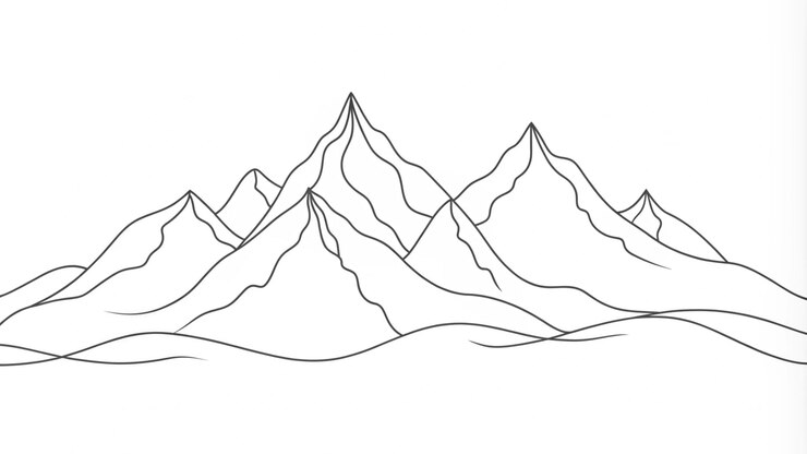 Foto doorlopende lijntekening van een bergketen in minimalistische stijl