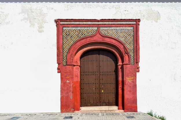 Doors of the white houses of salobrena in granada