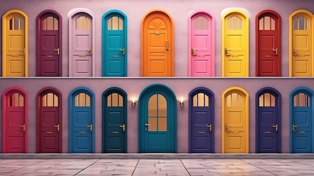 Foto porte con una varietà di colori ai generativa e l'idea di numerose opzioni