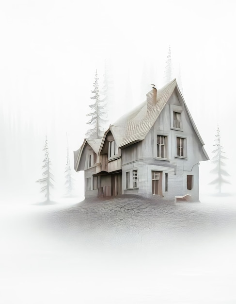 Dorpshuis in een winterwonderland
