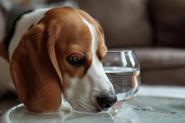 Dorstige Beagle hond drinkt Generate Ai