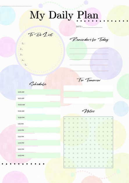 Dot planner digital planning insert sheet printable page template