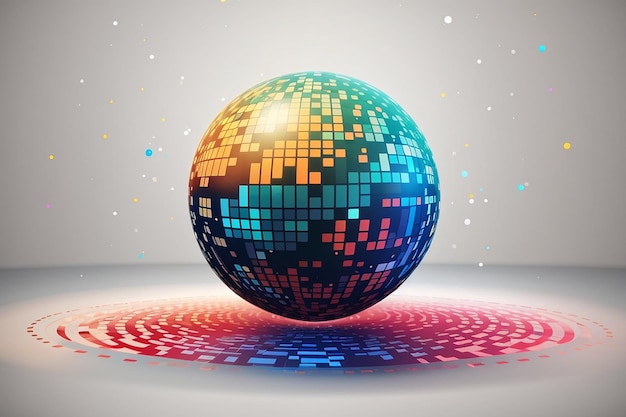 Dot sphere with pixel internet technology big data vector background