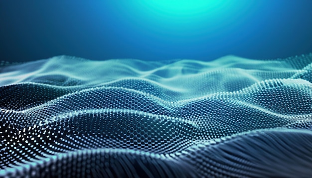 Dots on 3D wave landscape Abstract technology background