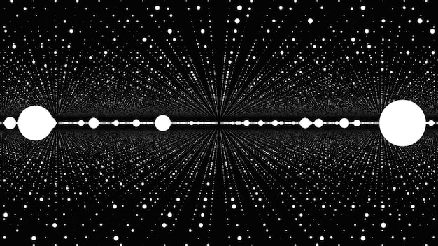 dots on a grid surface moving and twisting from order to chaos dots disperse into space plexus