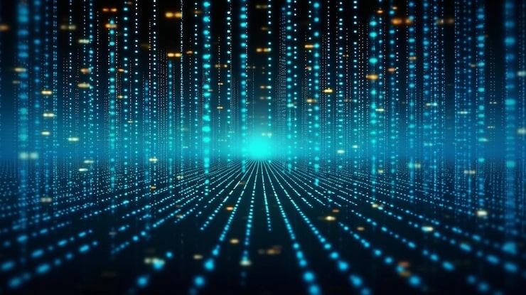 Photo dots and lines make up binary data effect of depth of field used generative ai artificial intelligence deep learning and big data concepts