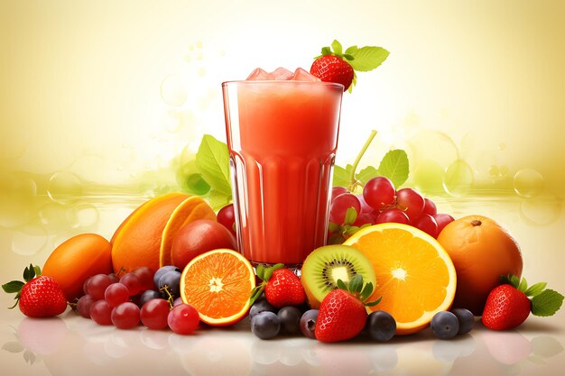 Dotted background with fresh fruit juice