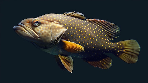 Photo dotted grouper in the solid black background