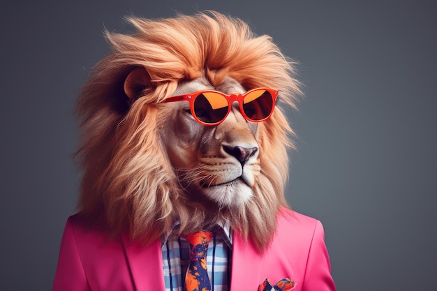 Dotted Wilderness Hyperrealistic Lion in Stylish Pose