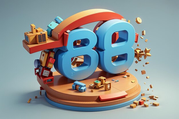 Double 3d render icon illustration