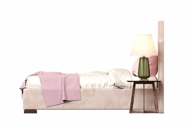 double bed isolated on white background furniture for the bedroom interior 3D illustration cg ren